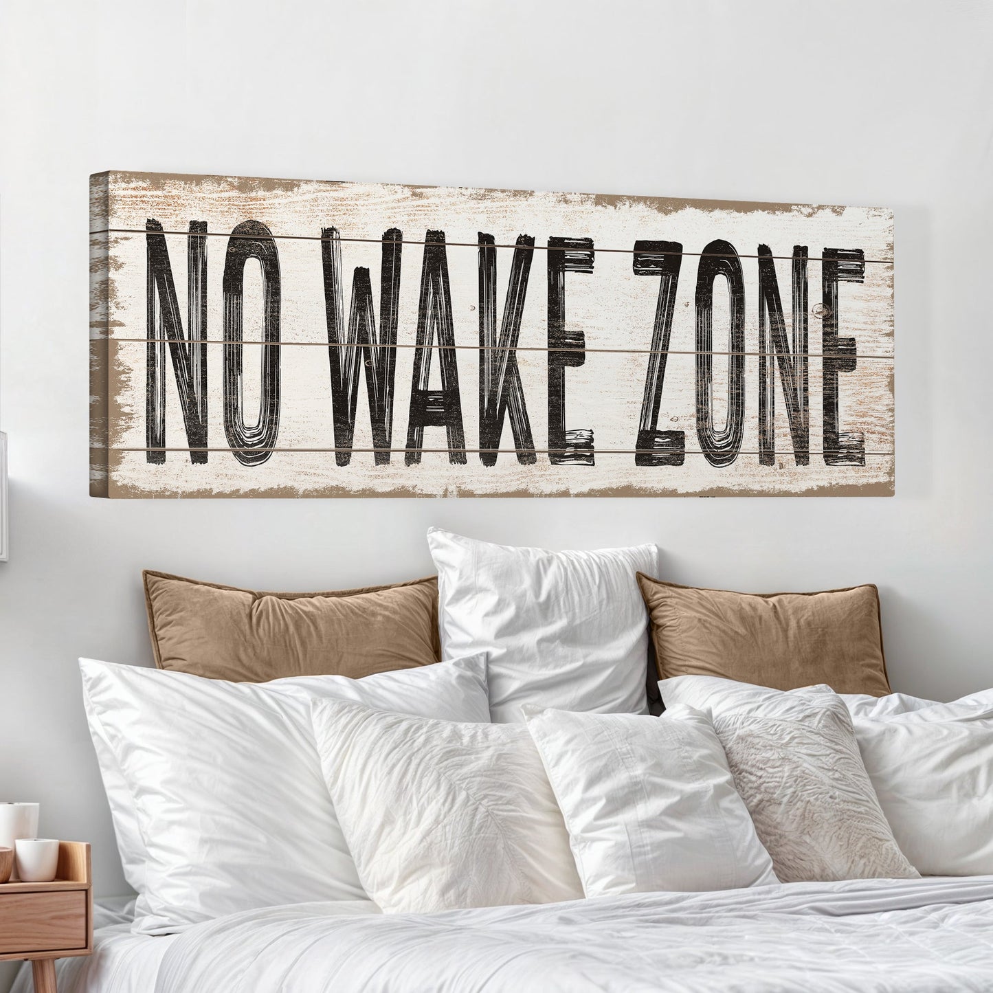 No Wake Zone Nautical Canvas Sign - Lake House Art
