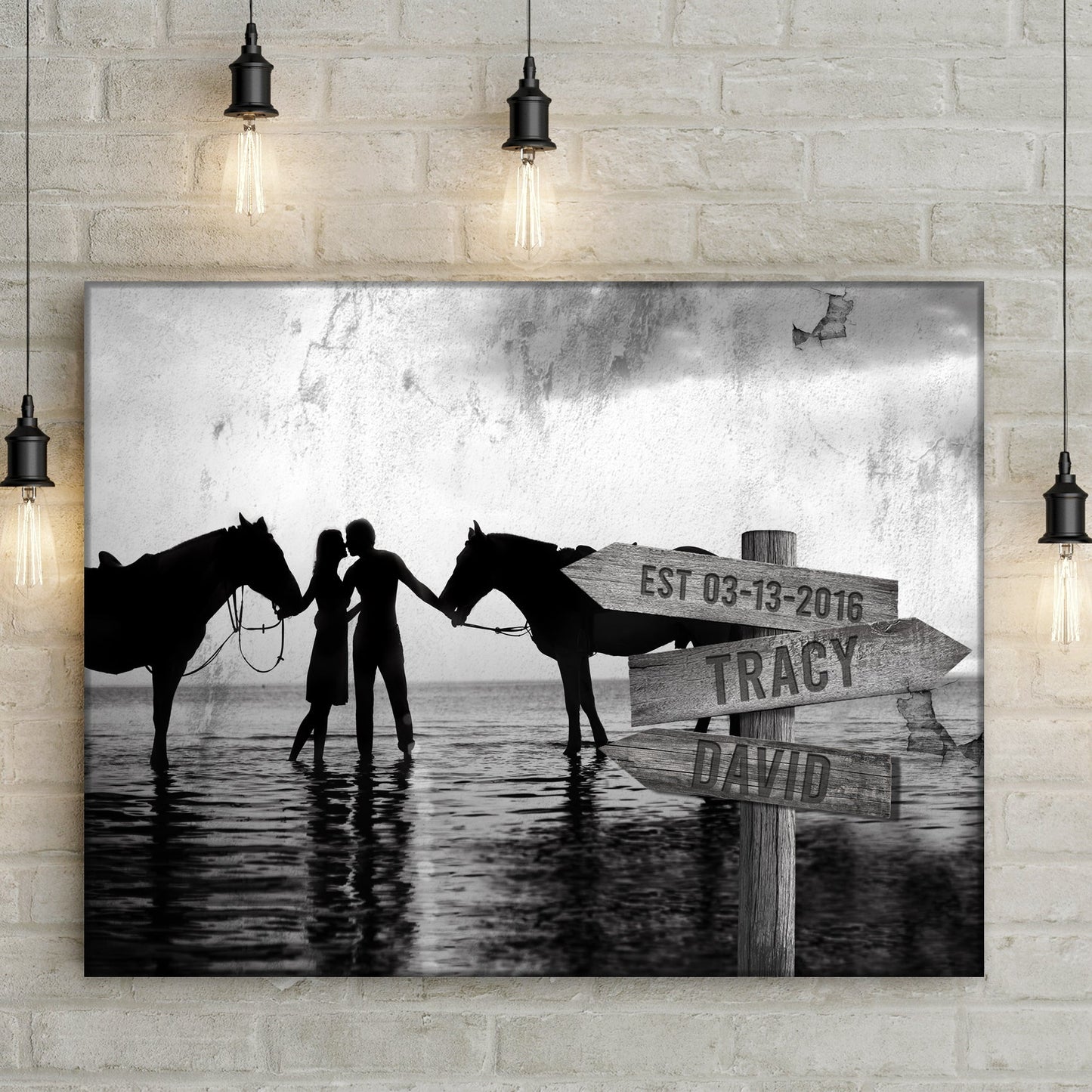 Personalized Horse Couple Canvas Sign Wall Art