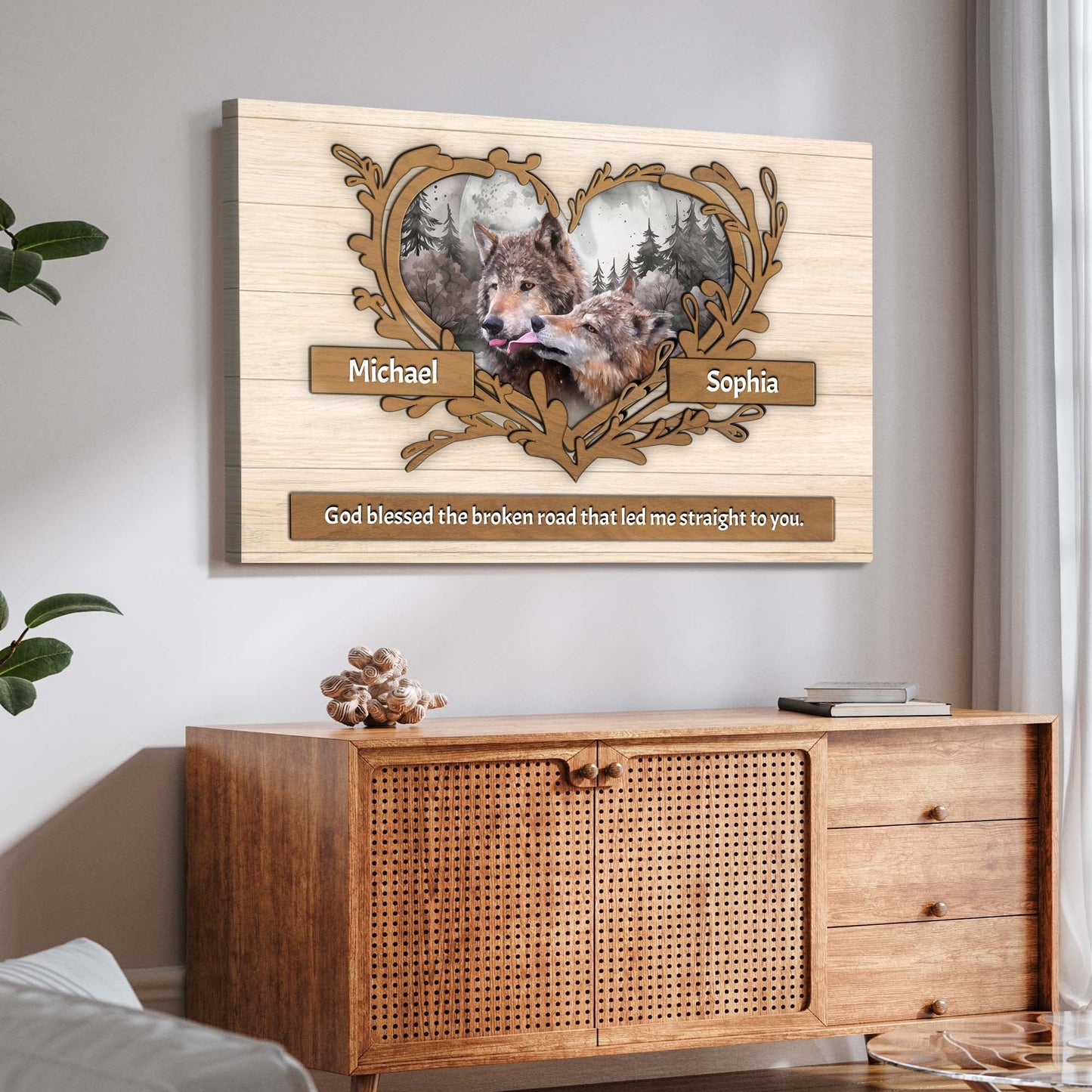 Couple Wolves Canvas Wall Art II