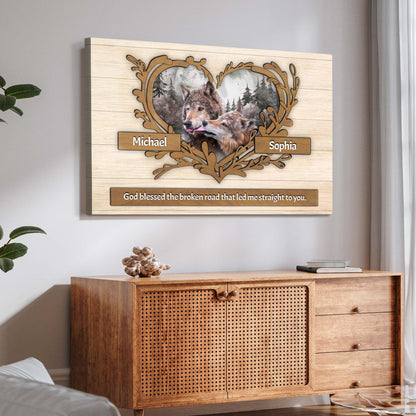 Couple Wolves Canvas Wall Art II