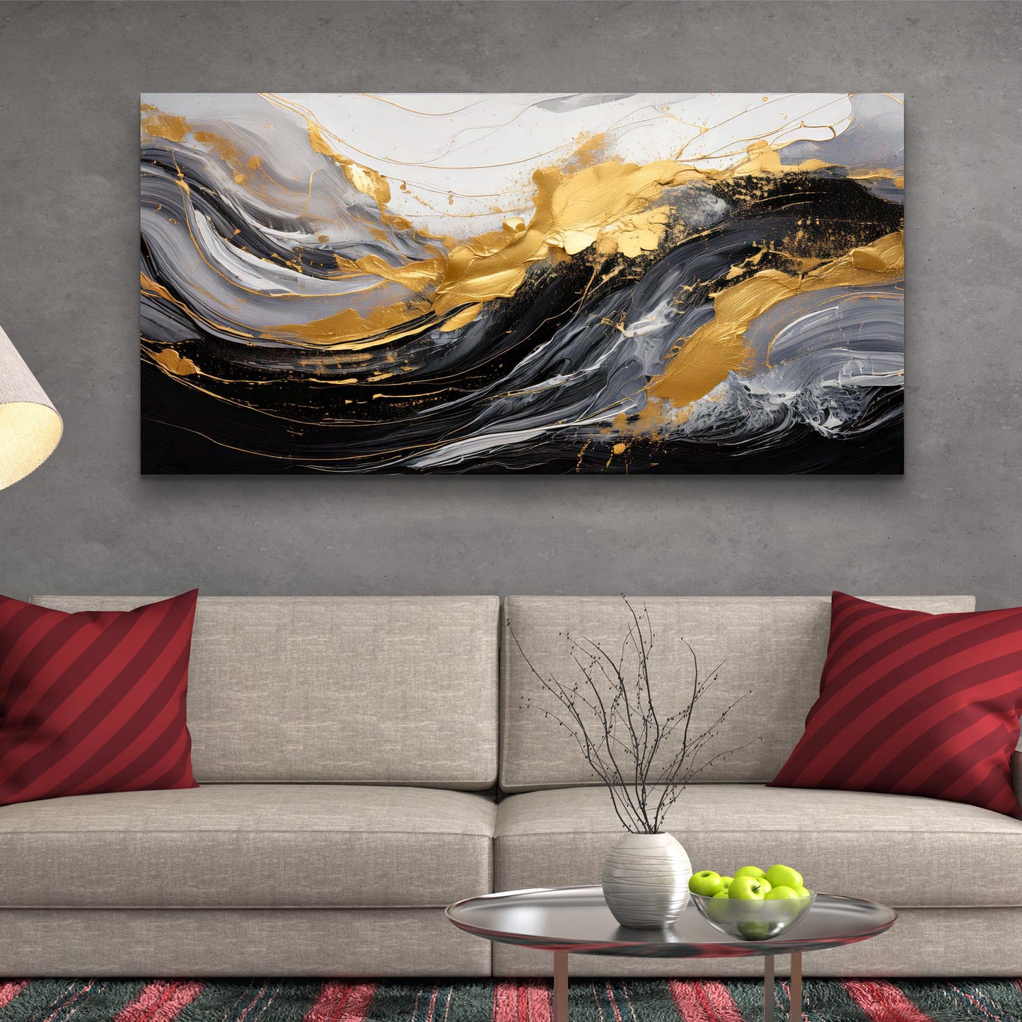 Abstract Shadows Canvas Wall Art — Gold & Black