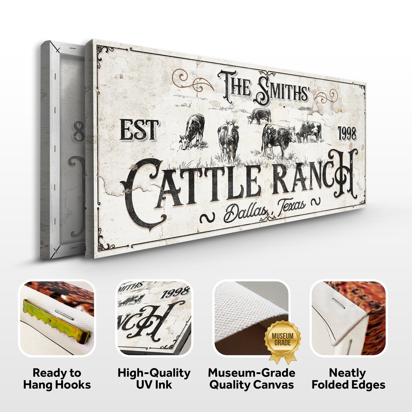 Branded Cattle Ranch Vintage Sign Canvas