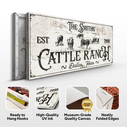Branded Cattle Ranch Vintage Sign Canvas