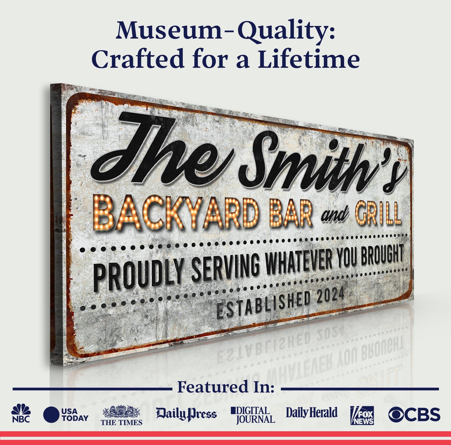 Backyard Bar and Grill Canvas Sign Patio Decor
