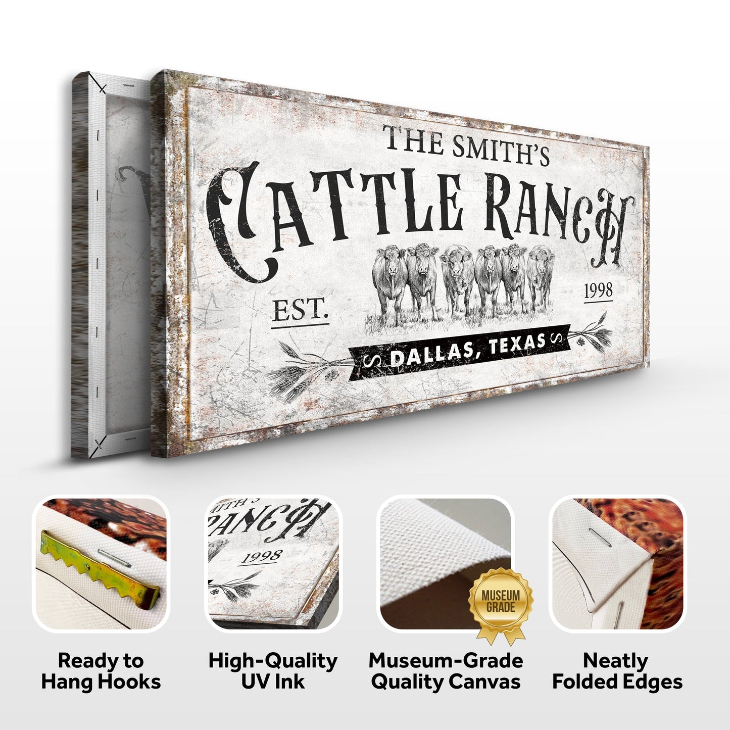 Branded Cattle Ranch Canvas Sign Farmhouse Wall Art