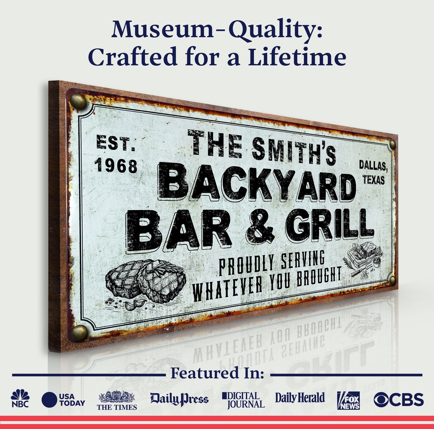 Backyard Bar and Grill Canvas Sign Entertaining