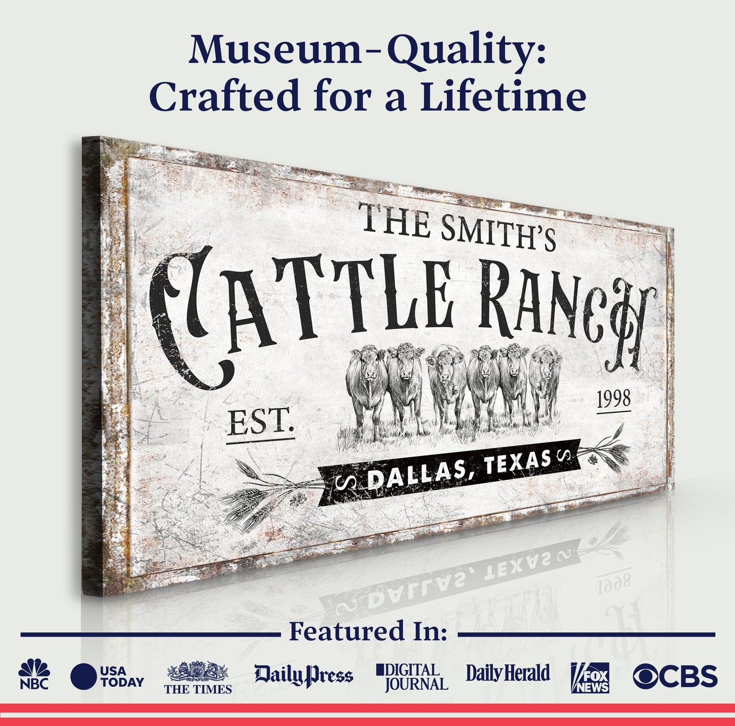 Branded Cattle Ranch Canvas Sign Farmhouse Wall Art