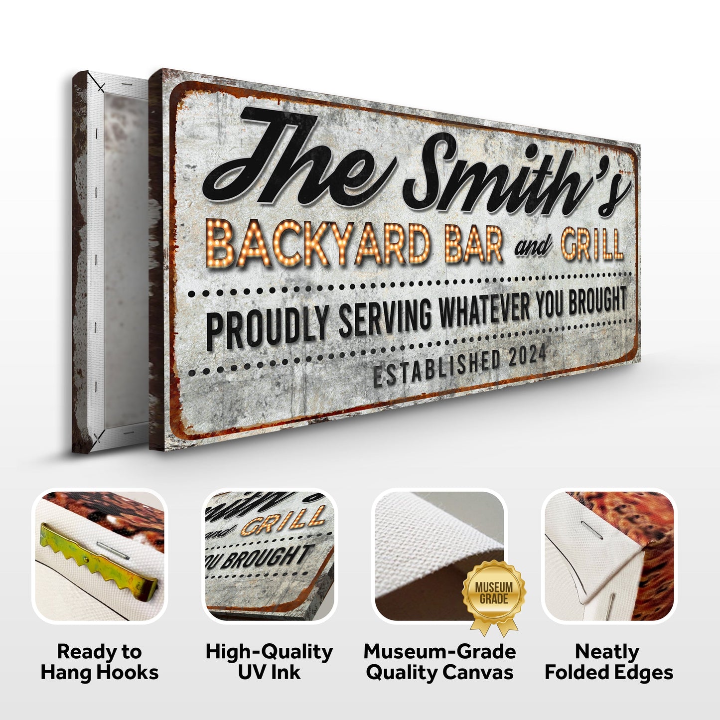 Backyard Bar and Grill Canvas Sign Patio Decor