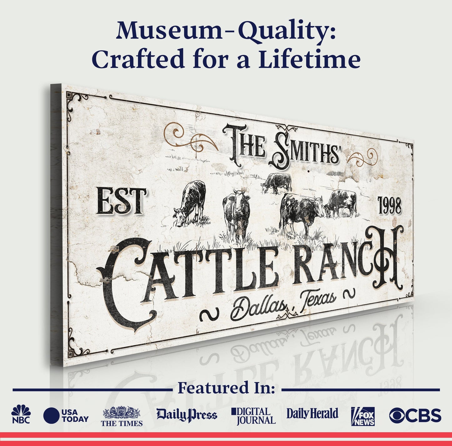 Branded Cattle Ranch Vintage Sign Canvas