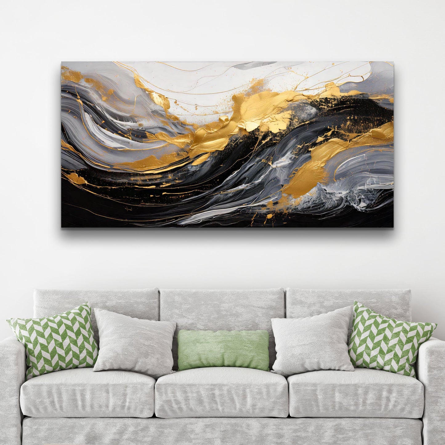 Abstract Shadows Canvas Wall Art — Gold & Black