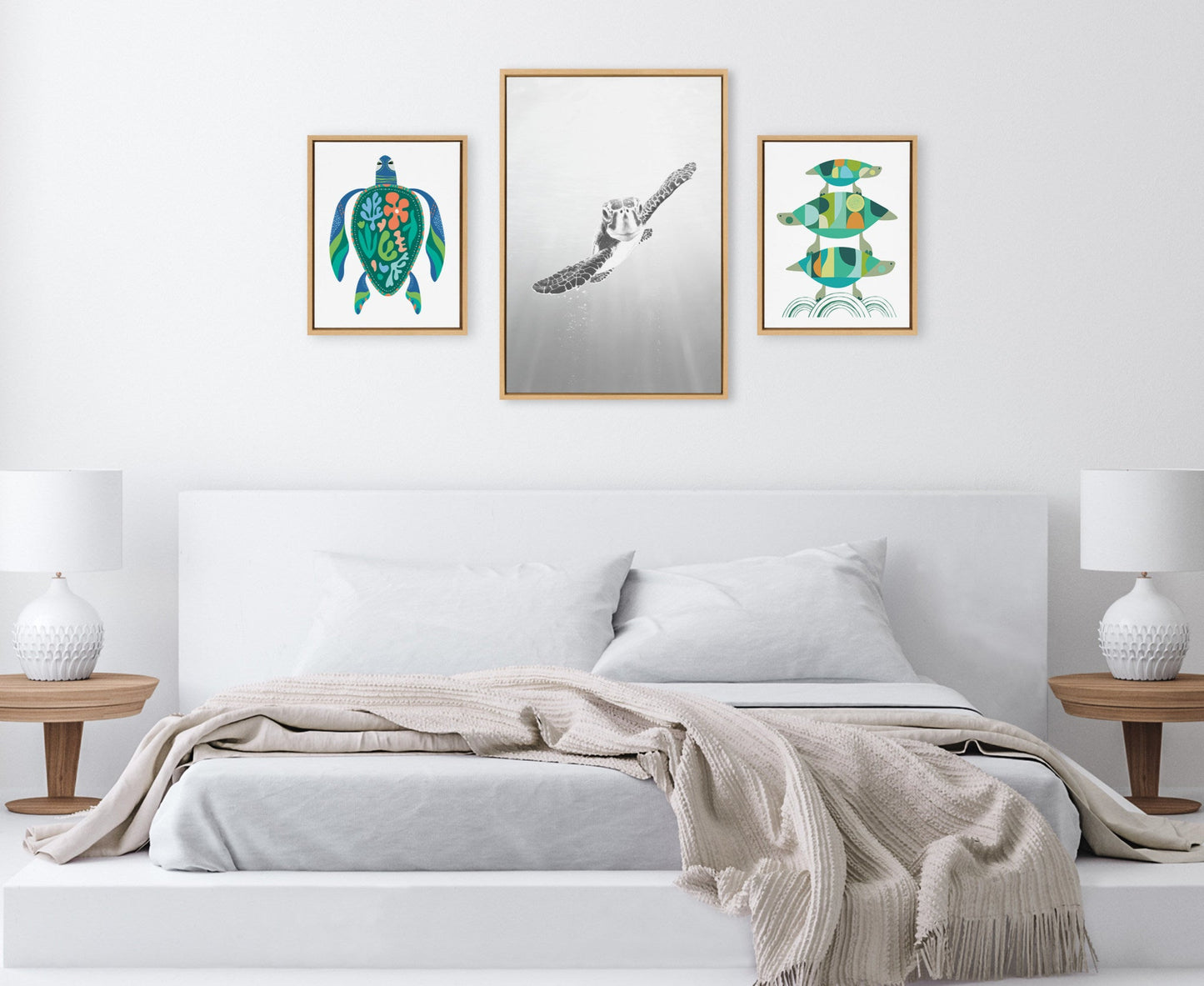 Sea Turtle Family Framed Canvas Art Set
