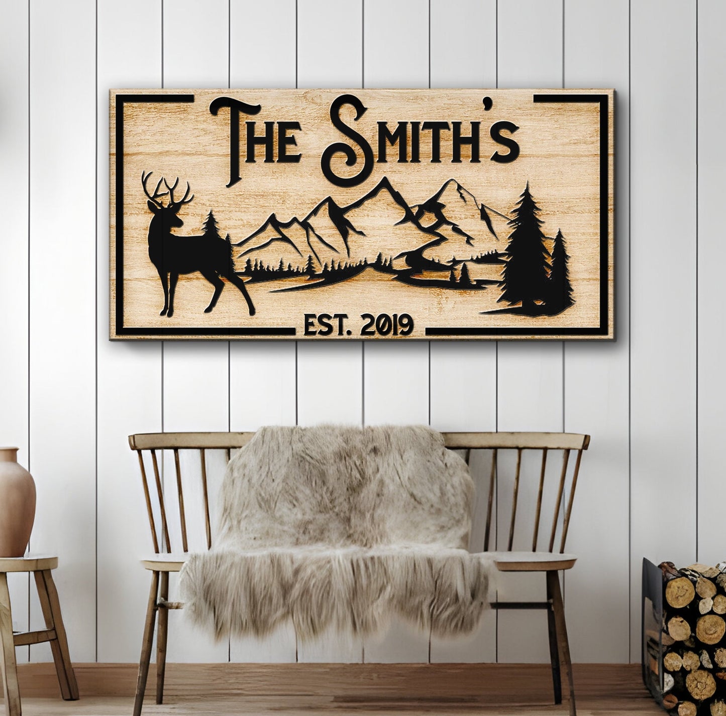 Personalized Family Mountain Canvas Sign
