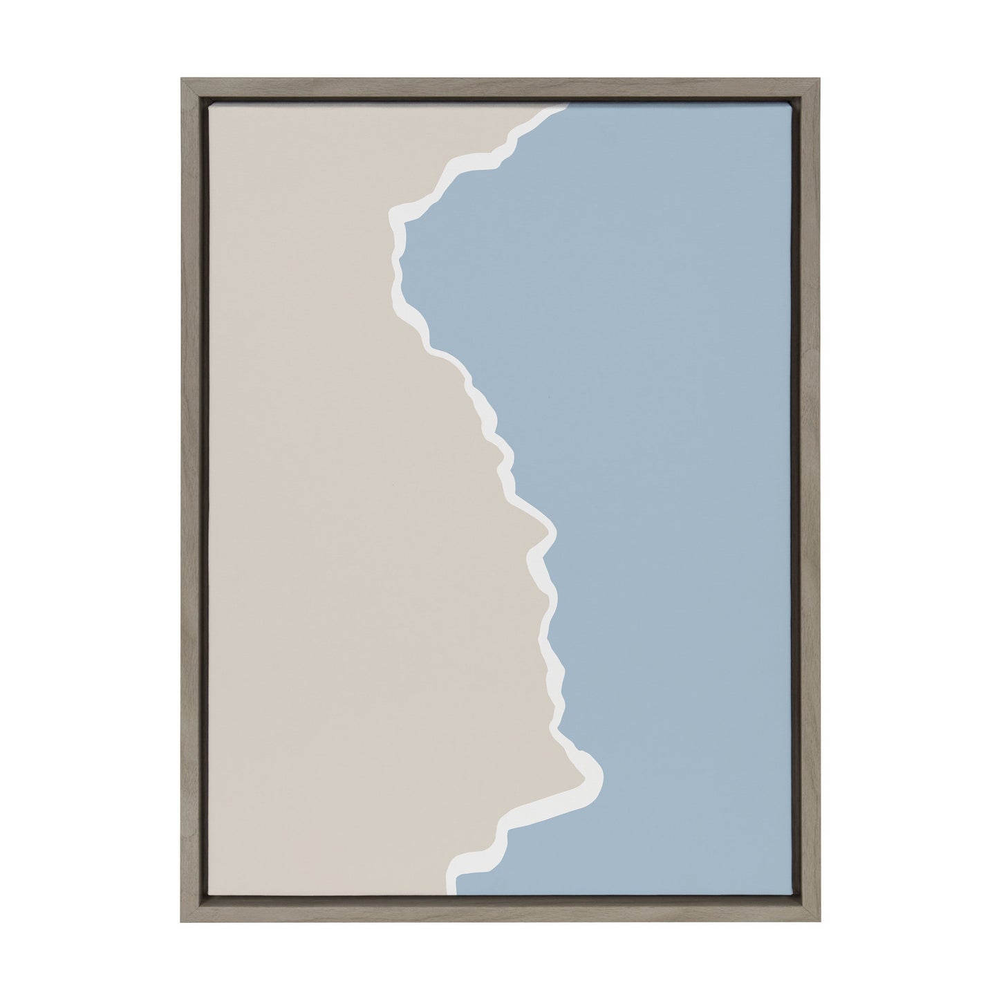 Beige and Blue Abstract Landscape Canvas Wall Art