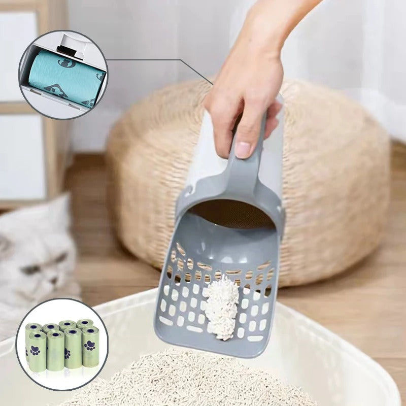 Removable Plastic Integrated Cat Litter Scoop Set - Simplify Your Cleaning Routine!