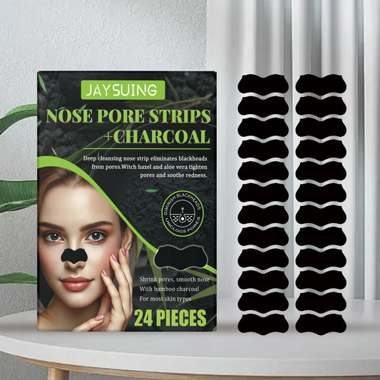 Nose pore strips and charcoal deep cleansing to eliminate blackheads from pores
