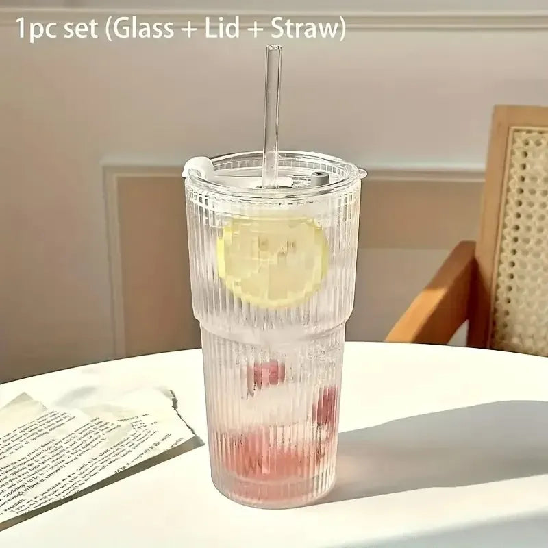 Glass Cup with Lid and Straw: Sip in Style Instantly