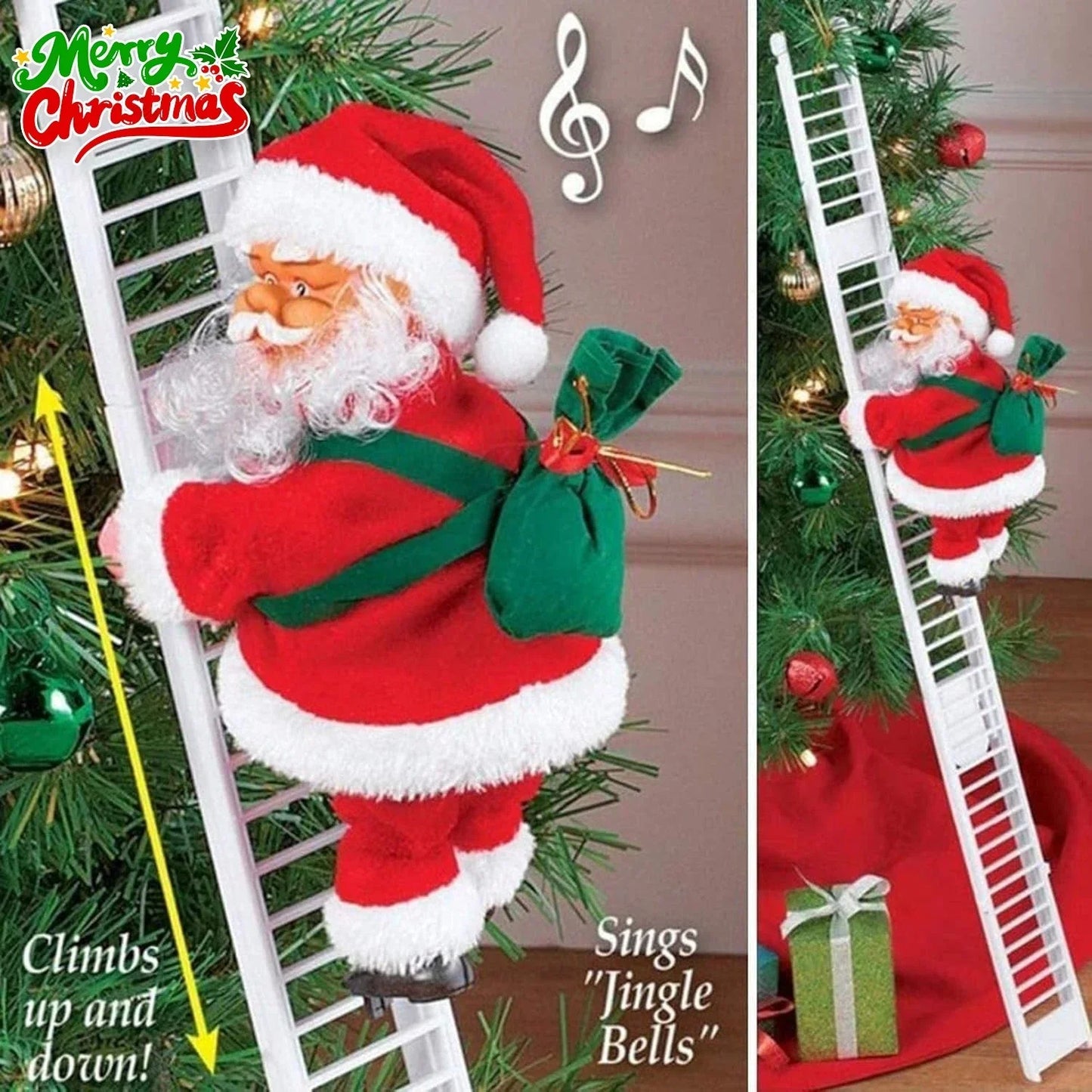 Climbing Santa Decoration - Musical Electric Christmas Joy