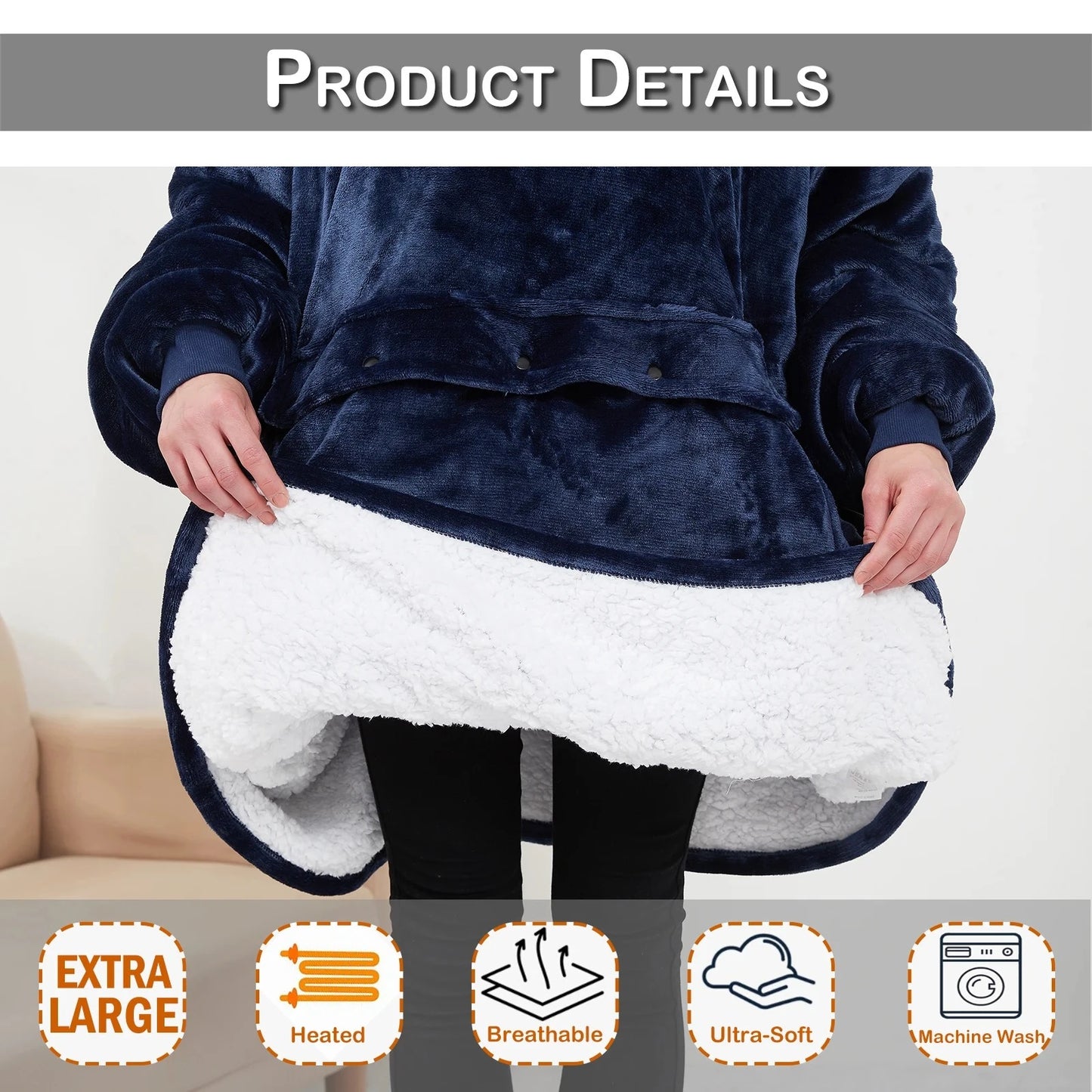 USB Heated Wearable Blanket Hoodie – Instantly Cozy, Hands-Free Warmth