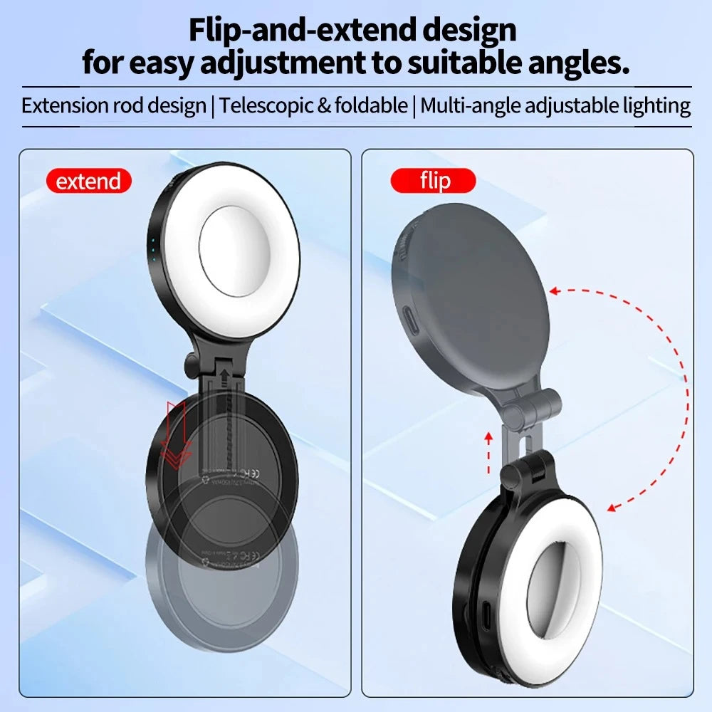 Magnetic Selfie Light with Flip Hinge and Three Colors Capture Brighter You