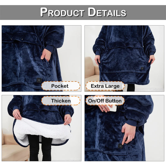 USB Heated Wearable Blanket Hoodie – Instantly Cozy, Hands-Free Warmth