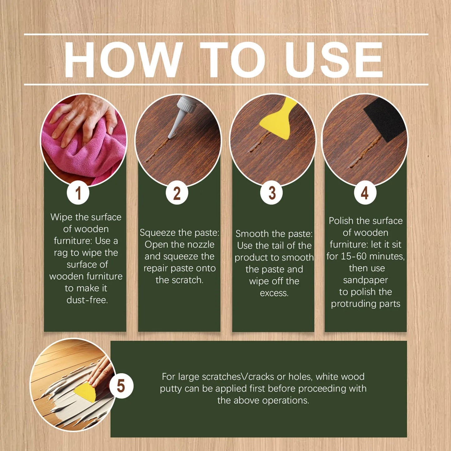 Wood Furniture Repair Kit – Instantly Restore Scratched, Cracked, or Damaged Wood Like New