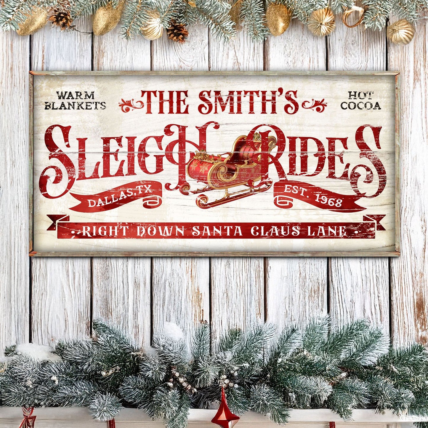 Sleigh rides Christmas holiday canvas wall art festive seasonal decor