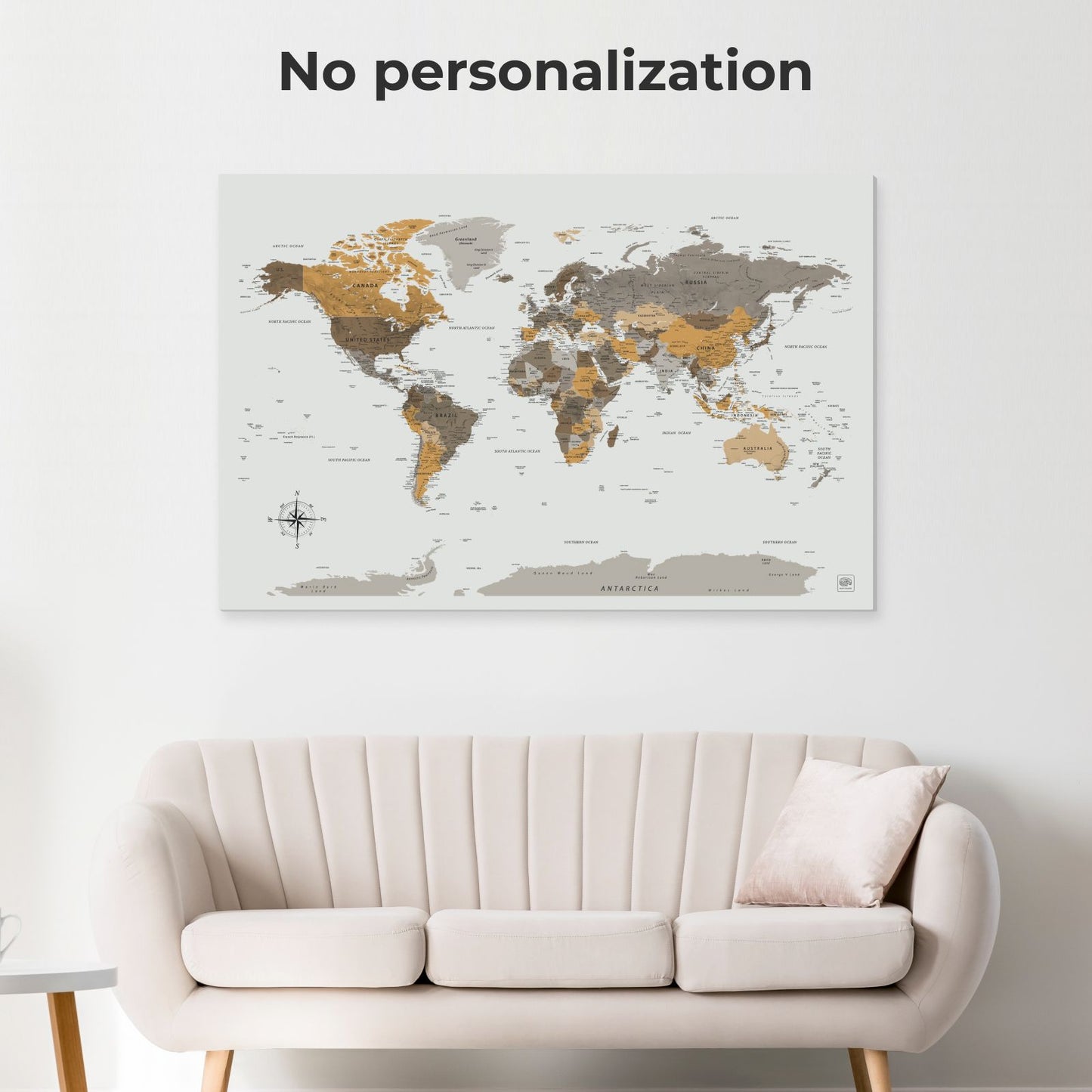 Desert World Map Canvas Wall Art
