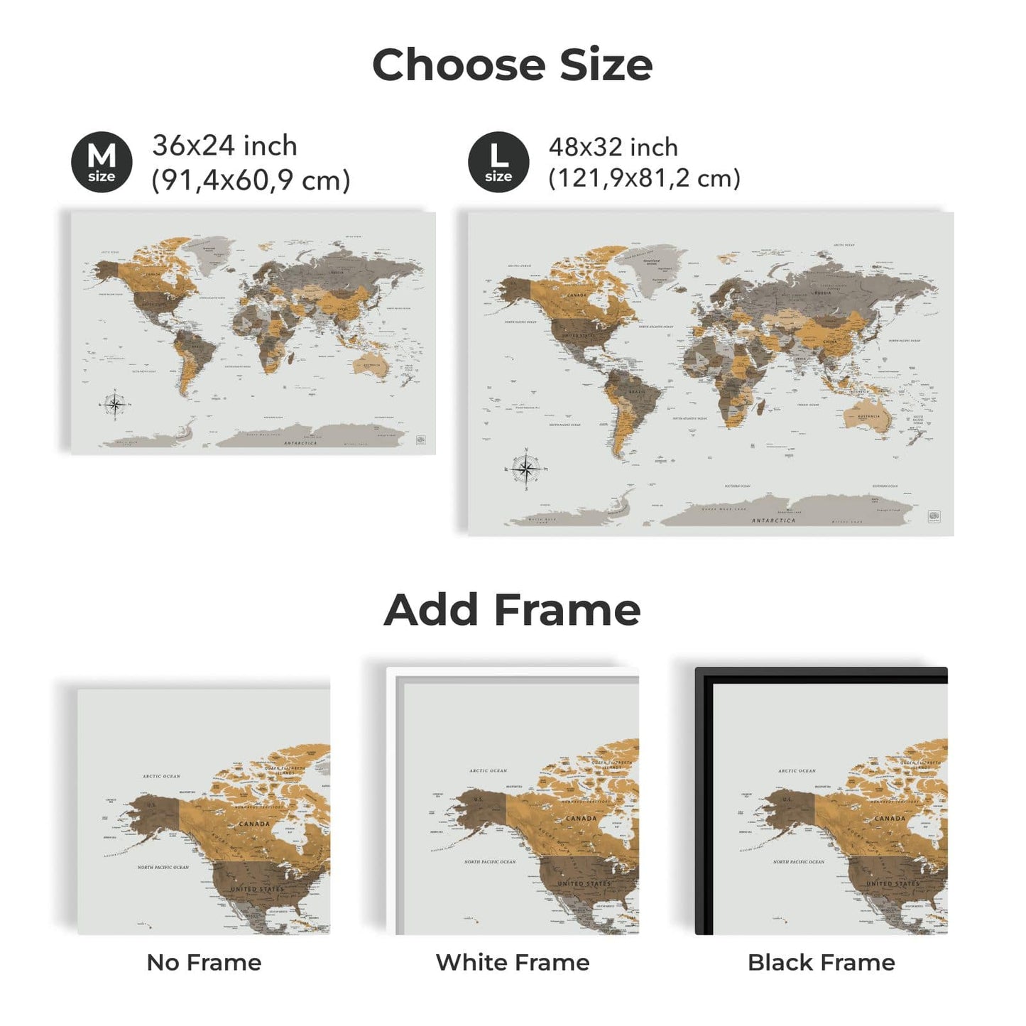 Desert World Map Canvas Wall Art