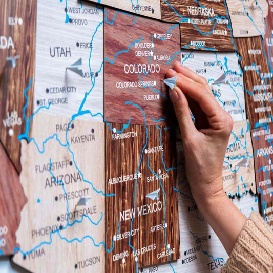 Wood 3D USA Map Wall Art - Cappuccino
