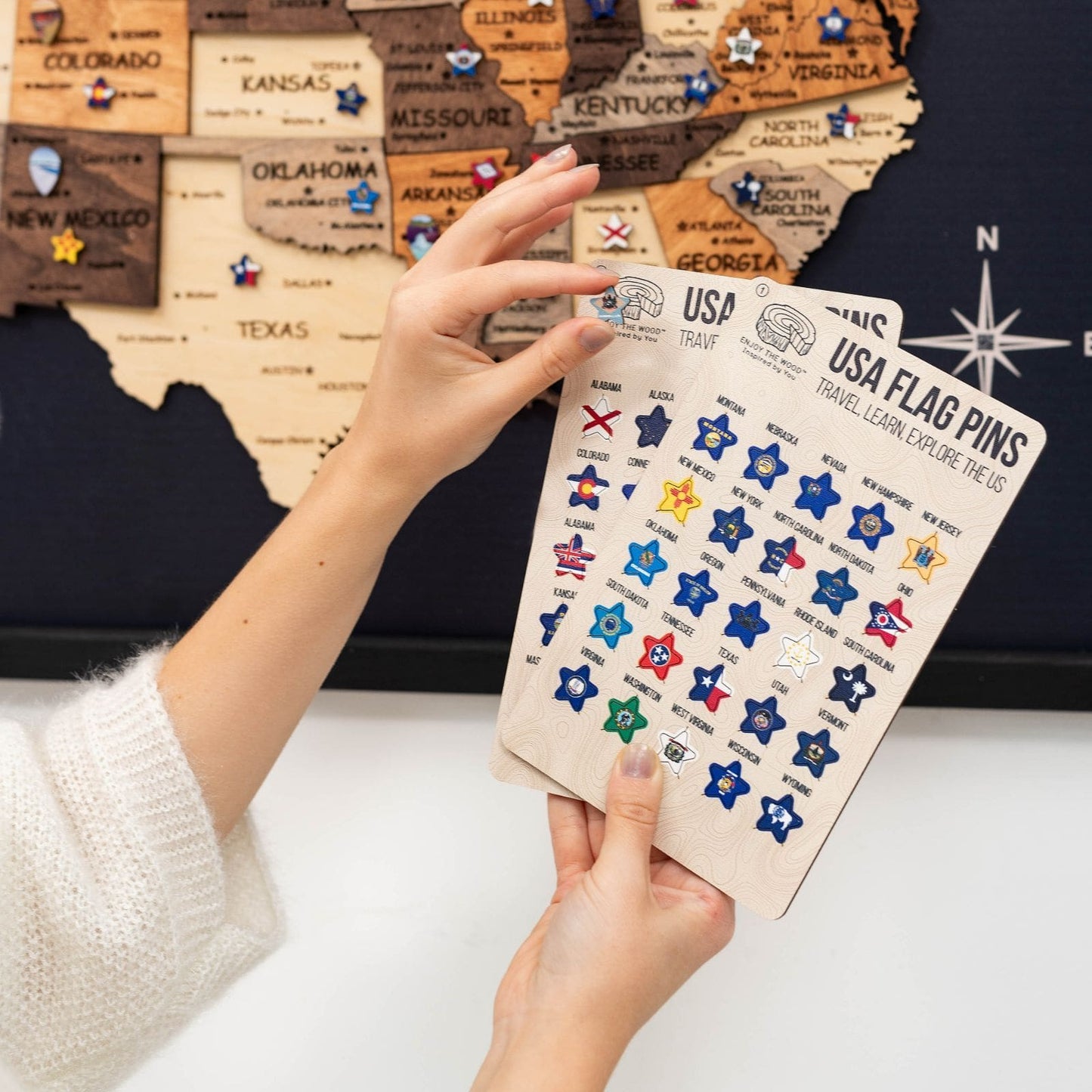 3D Wooden USA Map Wall Art - Multicolor