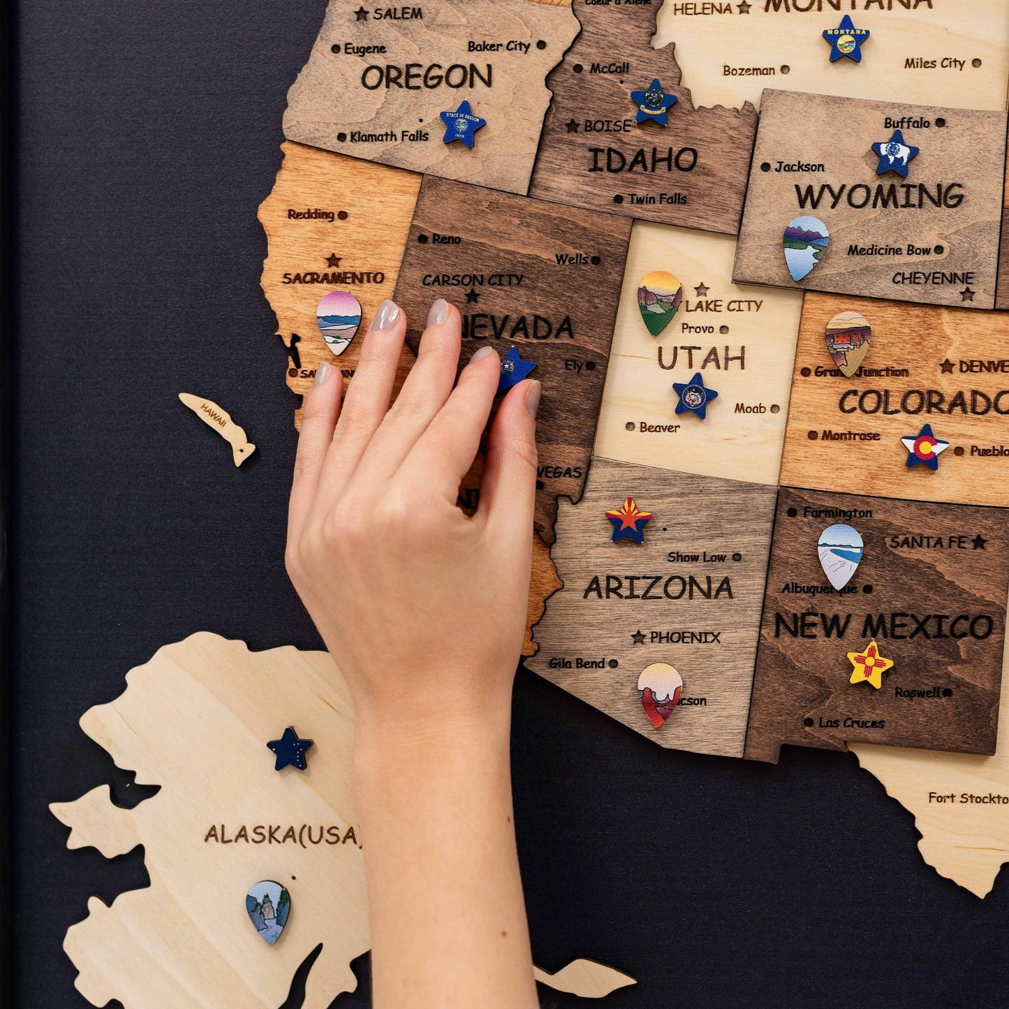 3D Wooden USA Map Wall Art - Multicolor
