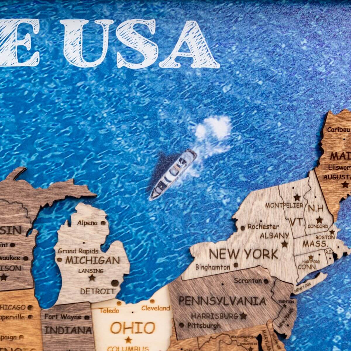 3D Wooden USA Map Wall Art - Multicolor