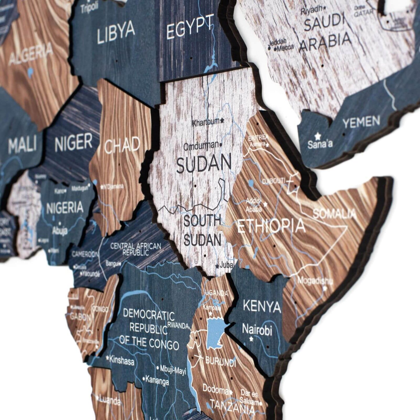 3D Wooden Luminous World Map Wall Art - Mystery