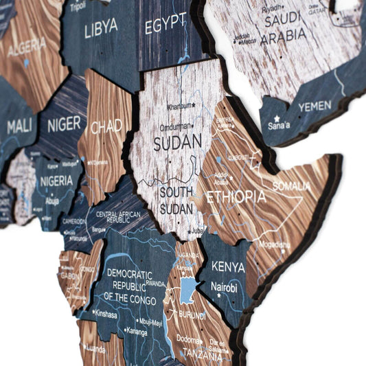 3D Wooden Luminous World Map Wall Art - Mystery