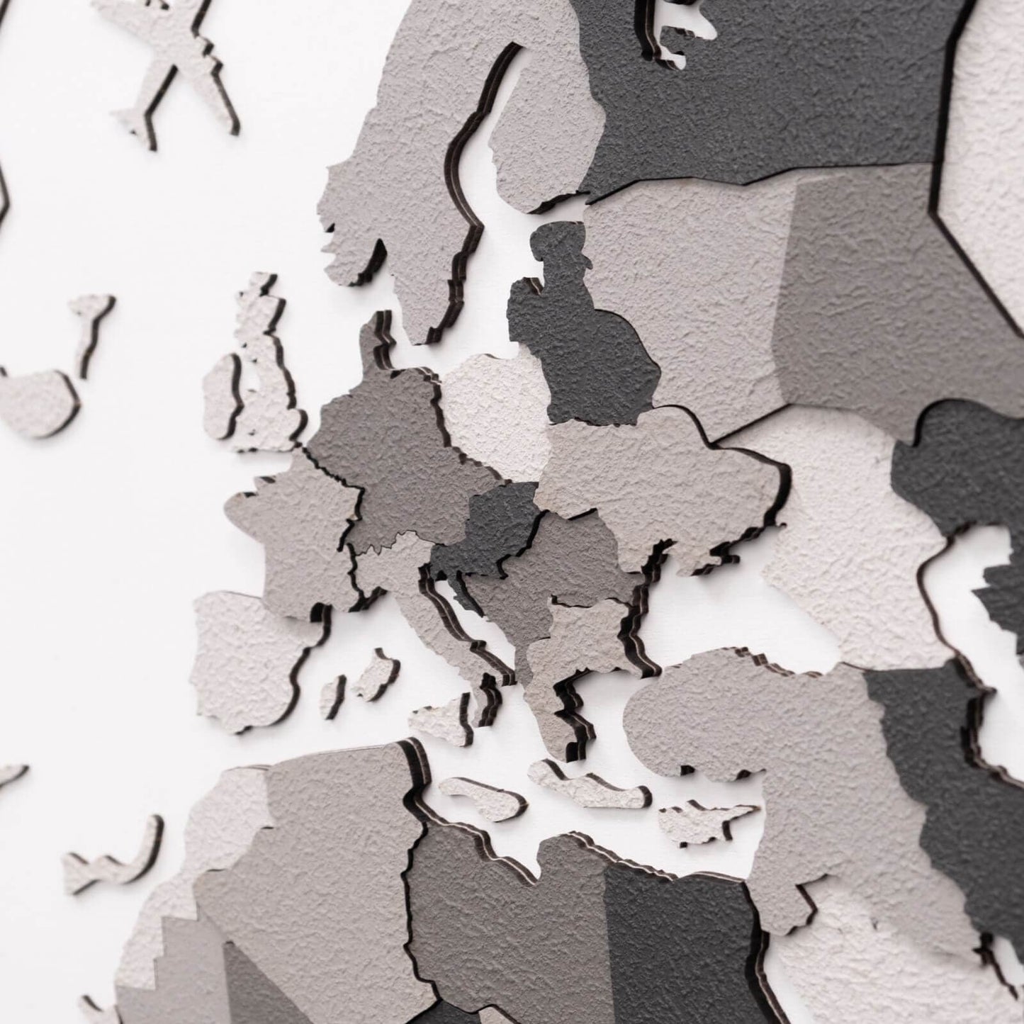 3D Wooden World Map Wall Art - Concrete