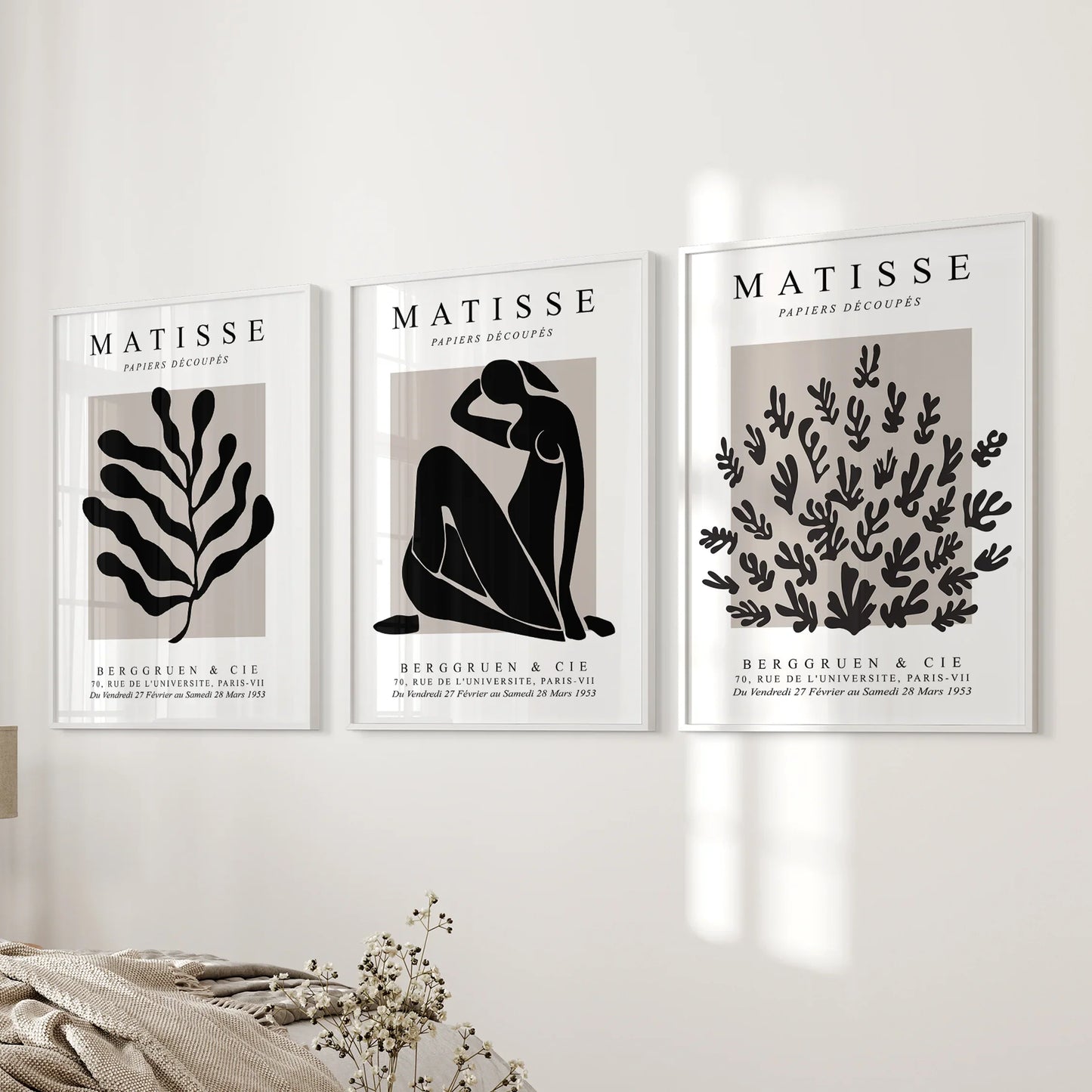 Modern Cut-Out Figure and Botanical Wall Art Set of 3