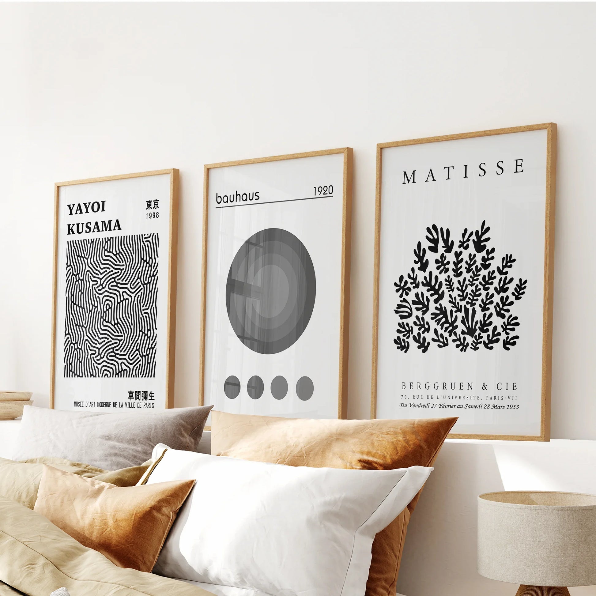 Set of 3 black and white abstract wall art prints