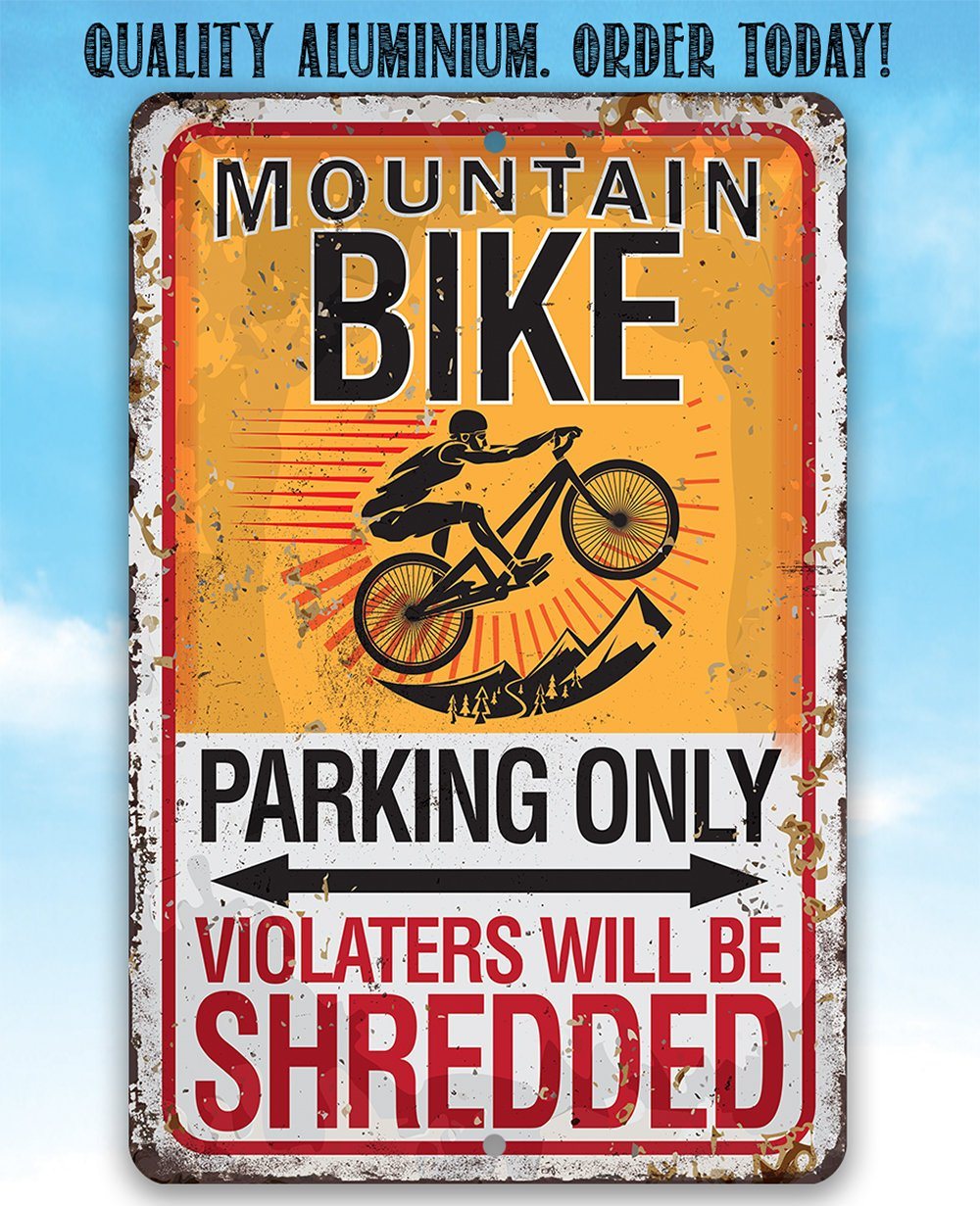 Mountain Bike Parking Metal Sign