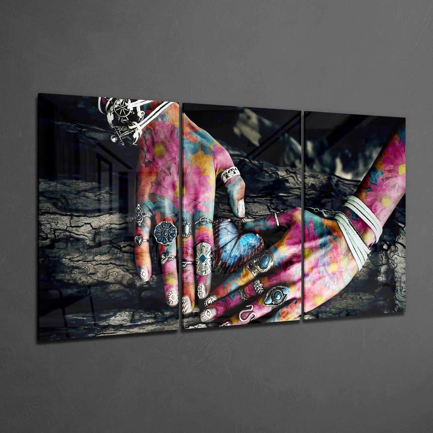 Hands Glass Wall Art Set