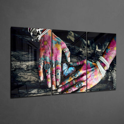 Hands Glass Wall Art Set