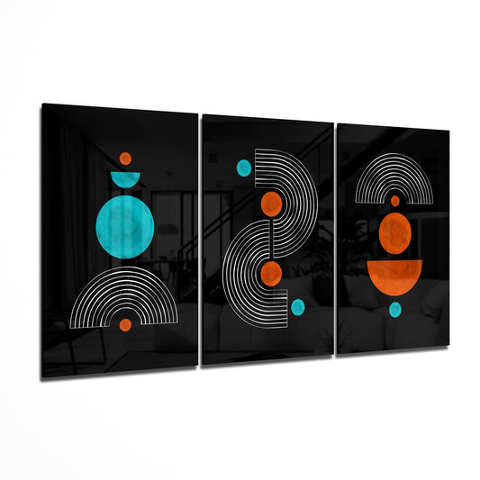 3 Shapes abstract geometric glass wall art set