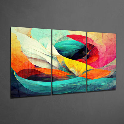 Ocean Waves 3-Panel Glass Wall Art Set