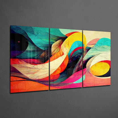 Waves 3-Panel Glass Wall Art Set