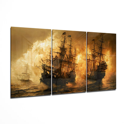 Red storm glass wall art 3-piece set