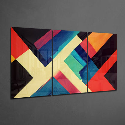 Cream Geometric Blocks Glass Wall Art