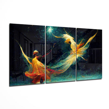 Whirling Abstract 3-Panel Glass Wall Art