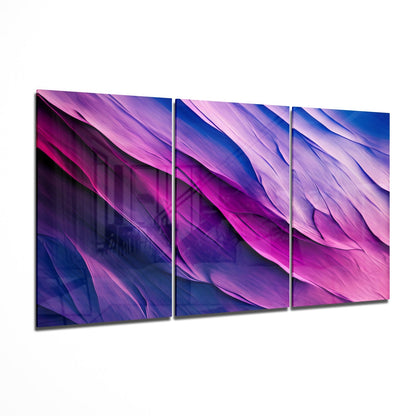 Purple glass wall art 3-panel abstract color field design