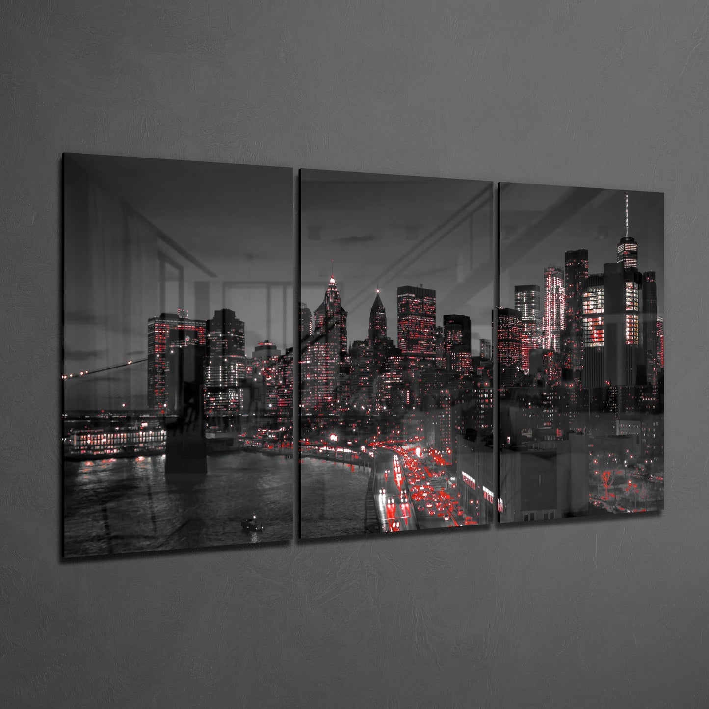 City at Night Glass Wall Art