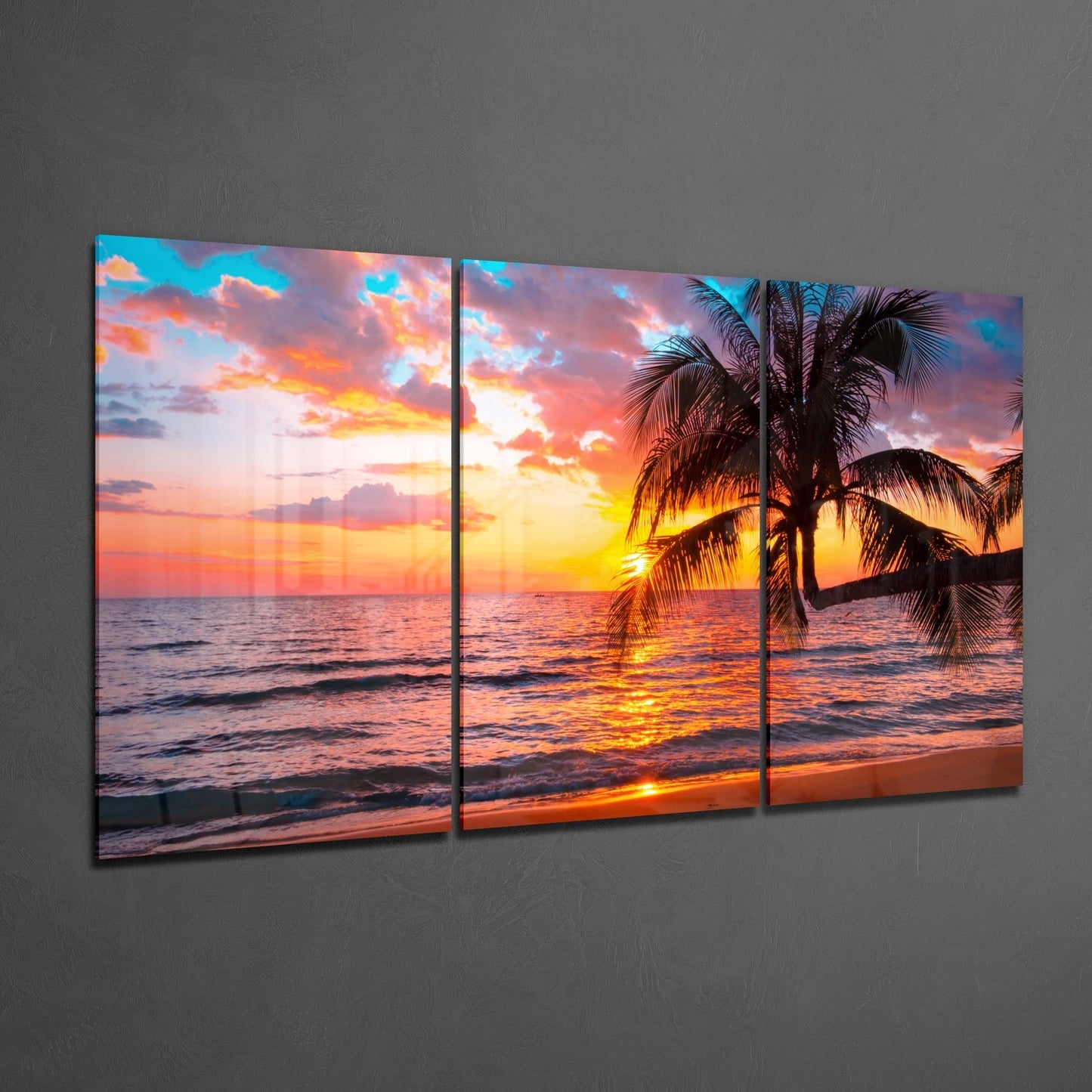 Sunset at the Beach Glass Wall Art
