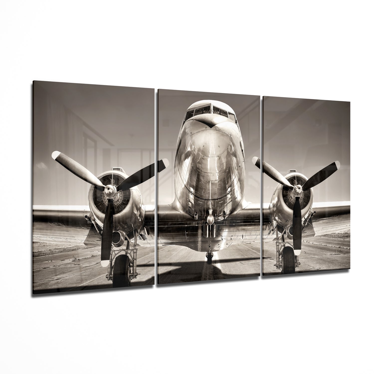 Plane glass wall art aviation design